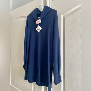 NWT mai soli Navy Blue Cowl Neck Sweater Tunic